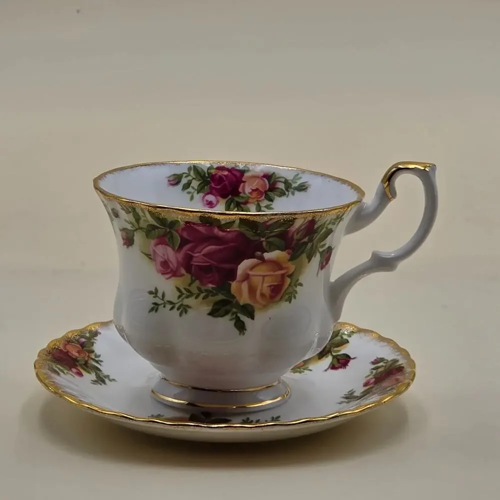 Royal Albert Old Country Roses Demitasse Cup & Saucer Set Espresso England Small